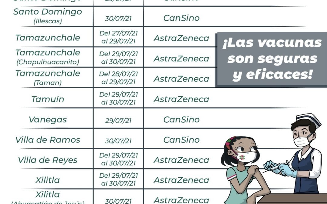 Comienza vacunación para población mayor de 30 años en 16 municipios