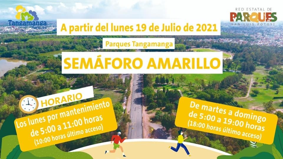 Parques Tangamanga I Y II informan medidas ante semáforo amarillo