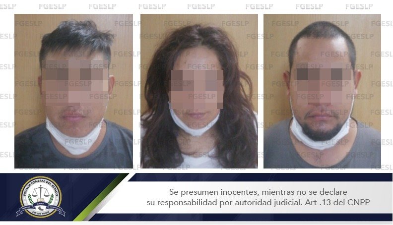 Una mujer y dos hombres señalados de extorsionar a chatarreras en SLP, fueron detenidos