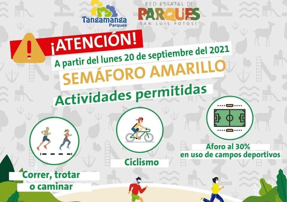Dan a conocer medidas sanitarias por semáforo amarillo para los parques estatales