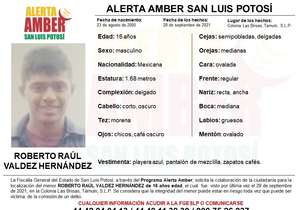 Activa FGE Alerta Amber para localizar a adolescente de 16 años