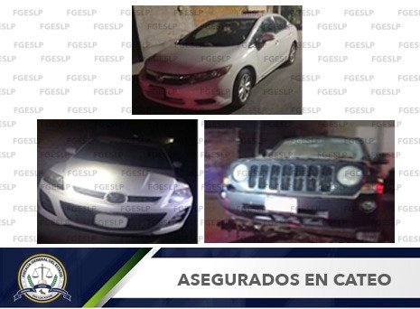 En cateo aseguran tres autos robados