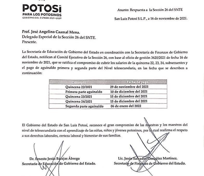 Gobierno del Estado ya pagó a maestros y aseguró próximos pagos y aguinaldos