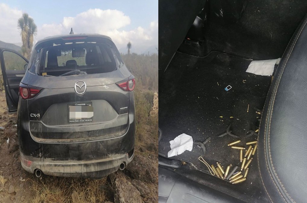 Policías Estatales localizan camioneta abandonada con cartuchos percutidos y poncha llantas