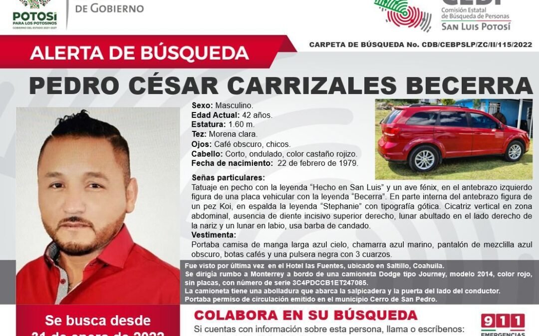 Mantiene SLP coordinación en caso de Pedro Carrizales
