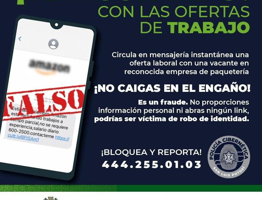 Policía cibernética de slp alerta por falsas ofertas de trabajo en redes sociales