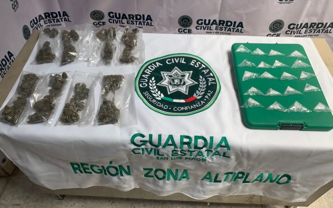 Agentes de la Guardia Civil Estatal detienen en distintas acciones operativas a cuatro preuntos vendedores de droga en el municipio de Matehuala