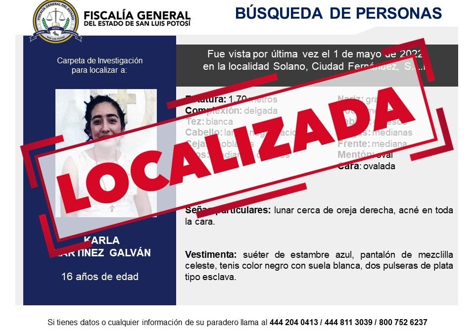 FISCALÍA UBICA A UNA ADOLESCENTE CON FICHA DE BÚSQUEDA: INDICÓ QUE SU AUSENCIA FUE POR MOTIVOS PERSONALES