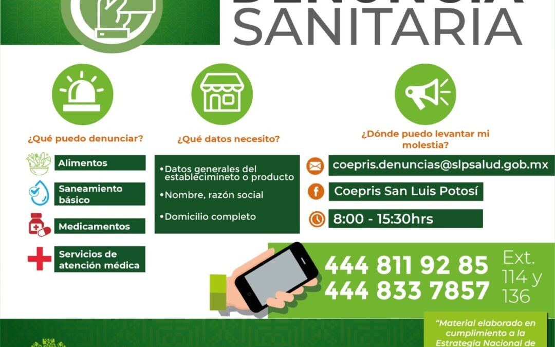 La denuncia, forma en que la población puede participar en el control sanitario.