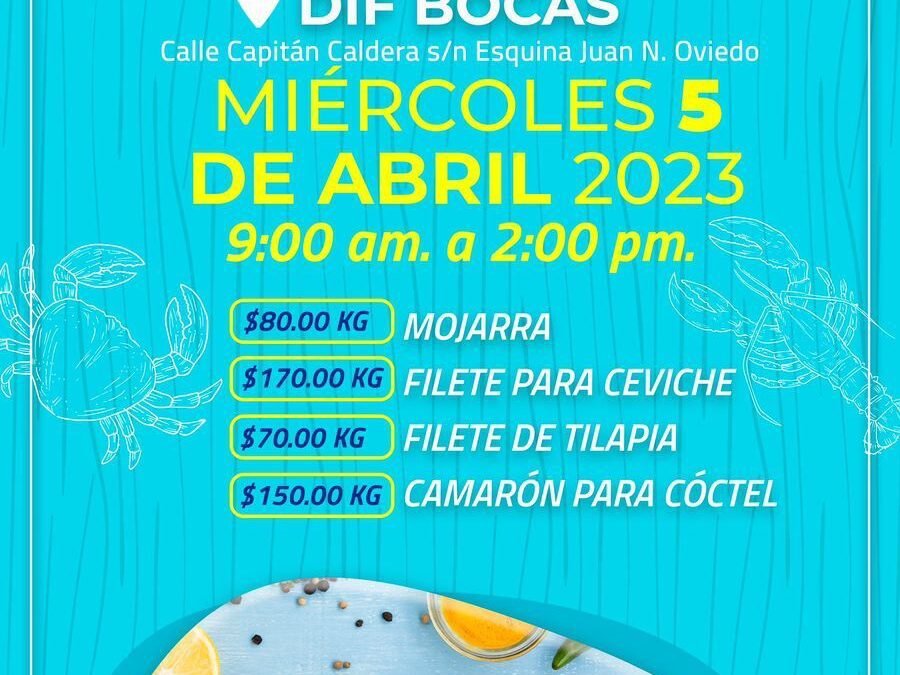 Venta de pescados y mariscos del DIF Municipal llega a la delegación de Bocas