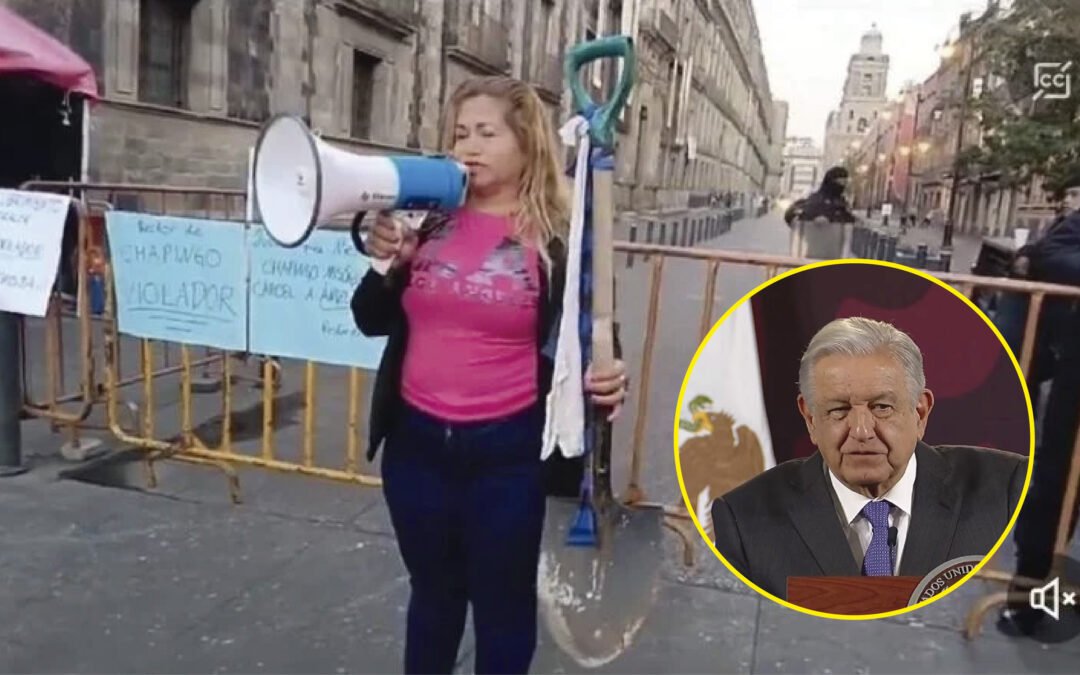 MADRE BUSCADORA LLEVA PALA DE MANDO A LÓPEZ OBRADOR