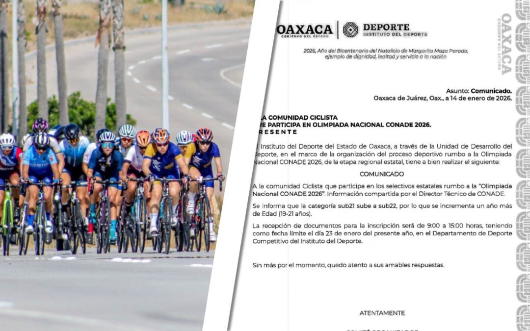 CONADE AMPLÍA LA CATEGORÍA DE CICLISMO SUB 21 A SUB 22