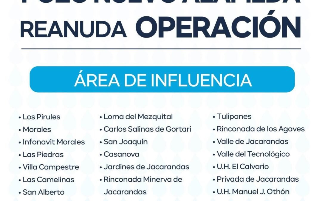Interapas pone en operación el pozo Nuevo Alameda 